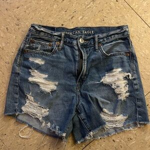 American Eagle Outfitters Women's Ripped Blue Jean Shorts